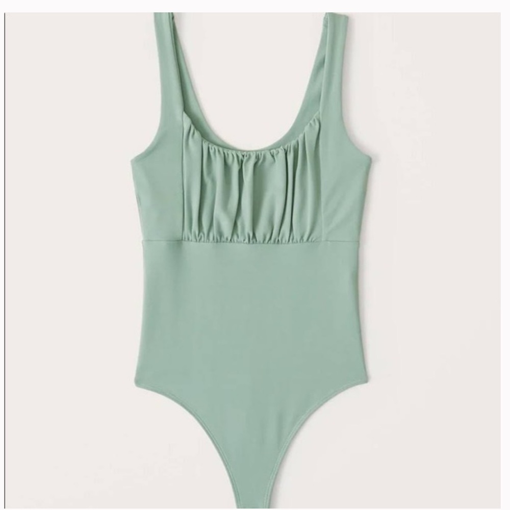 Abercrombie and Fitch soft seafoam green rouched sleeveless bodysuit L NWOT